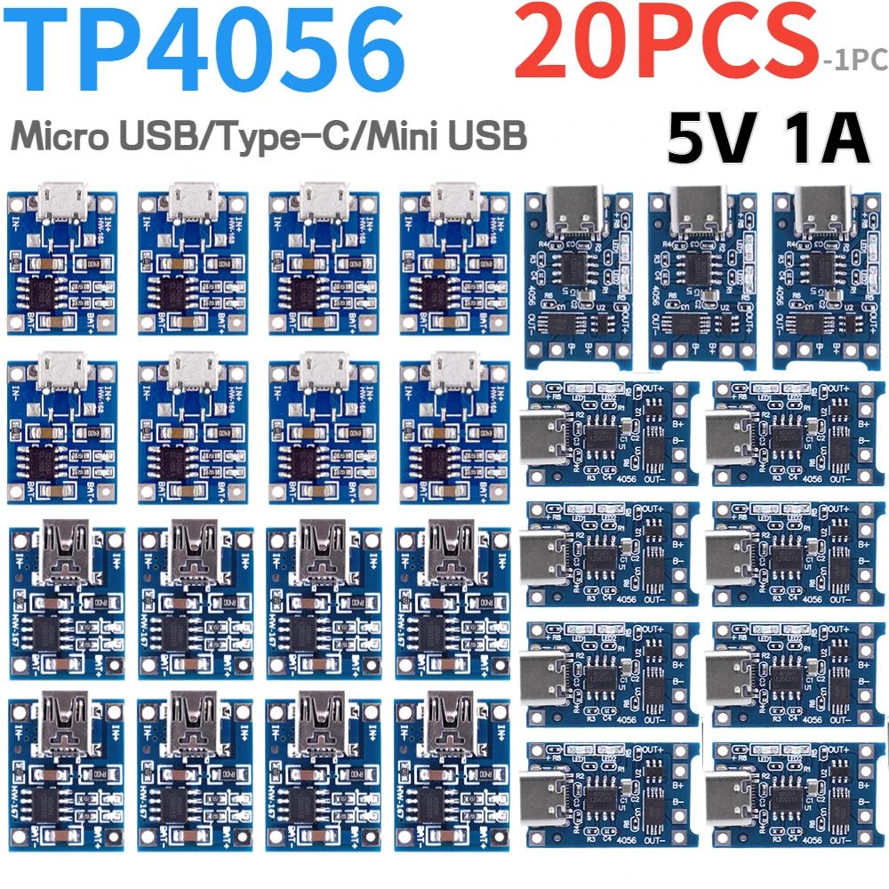 ȣ  ִ 18650 Ƭ ͸    , ũ USB CŸ ͸  , TP4056 5V 1A, 20-1PC